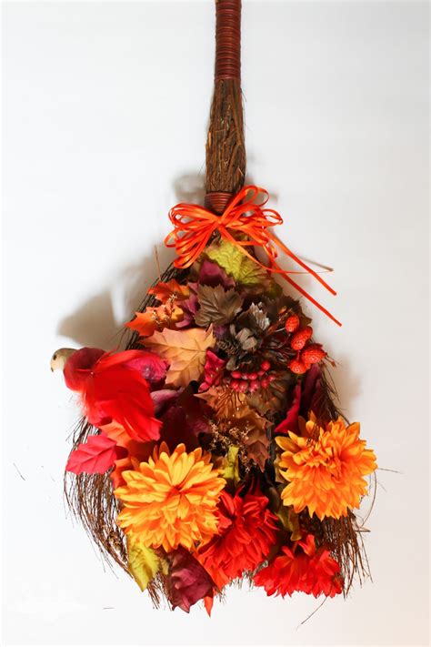 Rustic Fall Cinnamon Broom Wreath Thrift Store Upcycle