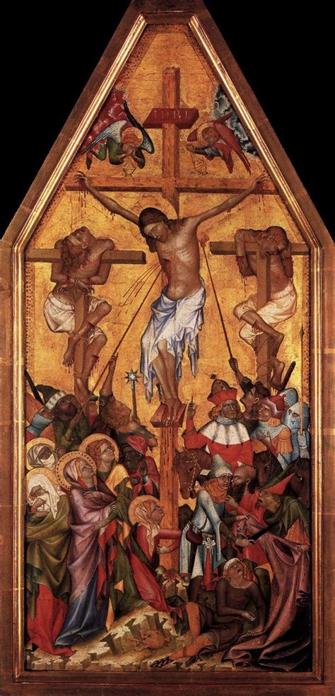 Crucifixion Bohemian School C 1360 Panel 67 X 30 Cm Staatliche