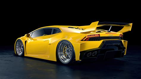 800x480 Yellow Lamborghini Huracan Lb 2 Rear View Rendered 4k 800x480