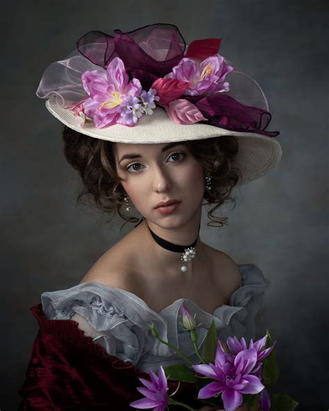 vintage girl hat portrait fine art портрет девушка шляпка украшения цветы creative portrait