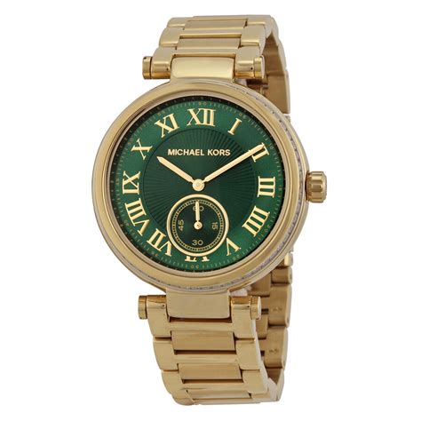 Michael Kors Skylar Emerald Green Dial Gold Tone Ladies Watch Mk6065