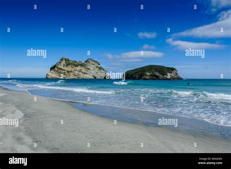 Archway Islands Wharariki Beach South Island New Zealand Stock Photo