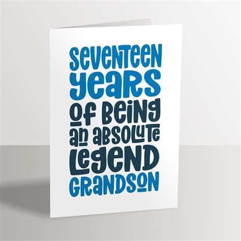 Grandson 17th Birthday Card For Grandson 17 Years Absolute Etsy Uk