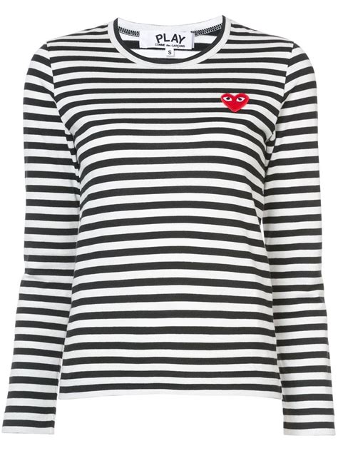 Buy or consign barely used items. Comme Des Garçons Play Striped Long Sleeved T-shirt ...