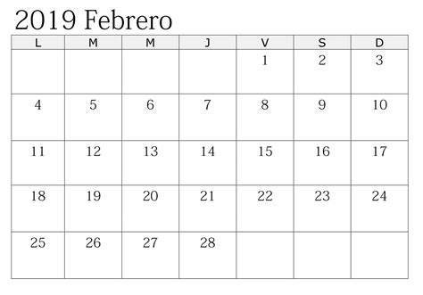 Calendario Mensual Febrero 2019 Febrero Febrero2019 2019calendario