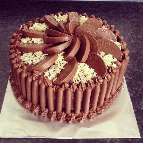 Easy chocolate decoration cake idas | cake decorating. Chocolate cake with chocolate fingers and Terry's chocolate orange decoration | Orange chocolate ...