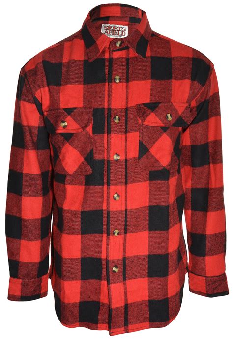 Sports Afield Mens Heavy Duty Flannel Shirt Red Plaid X Large