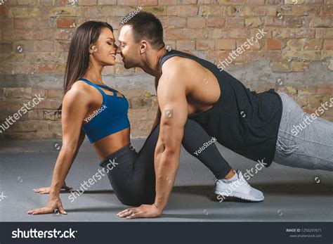Kiss From Fitness Partner As Prize For Well Done Exercise Fitness Couple Workout Fit Man And