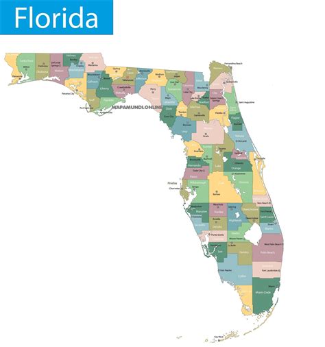 Mapa Politico Florida Usa - Redis