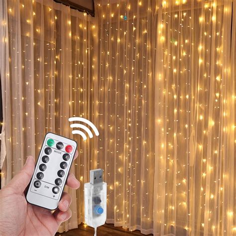 98ft X 98ft 300 Led Curtain Lights With Remote Control 8 Modes Usb