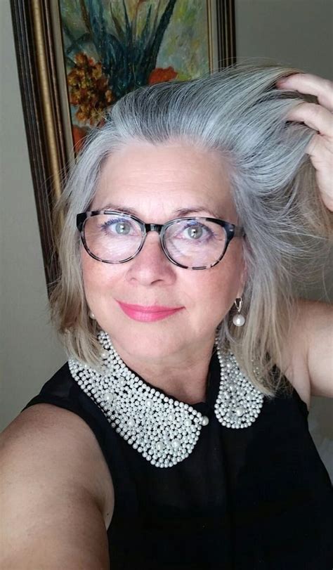 Pin By E Lau On Beautiful Silver Gray Hair Women Grey Hair And Glasses Silver Grey Hair Grey