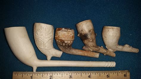 Civil War Era Clay Smoking Pipes Decorated Bowls 2 Antique Price