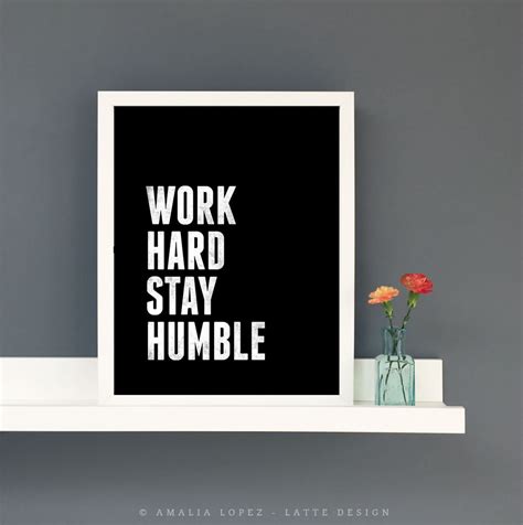 Work Hard Stay Humble Quote Print Minimal Motivational Print Etsy