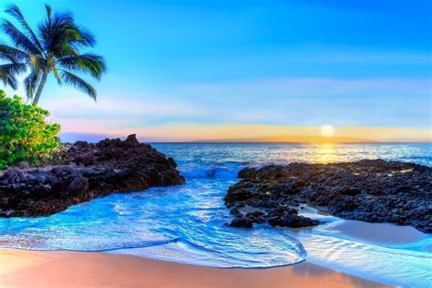 Tropical Hawaiian Turquoise Beach Decor Ocean Photograph Aqua Blue