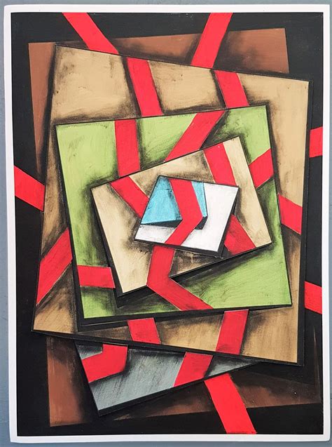 Geometric Composition 3 3d Construction Op Art Lyonel Feininger By