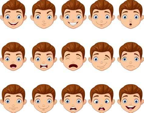 Set Of Cartoon Children Head With Different Face Expressions 8604975