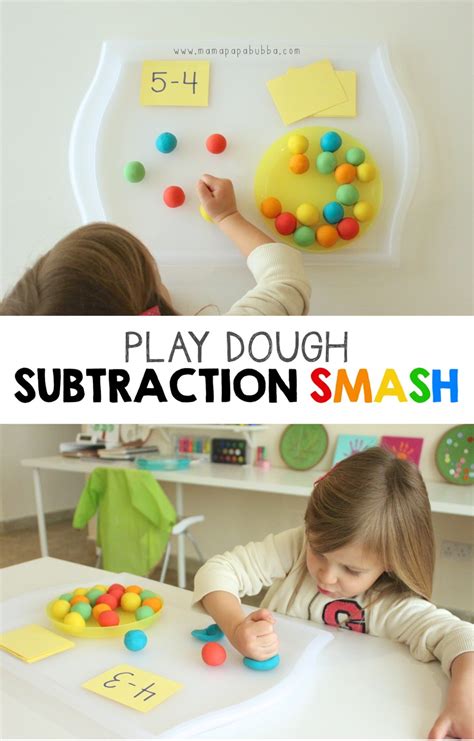 Play Dough Subtraction Smash Mamapapabubba