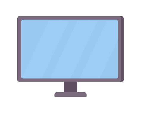 Pc Monitor Semi Flat Color Vector Object Computer Blank Screen