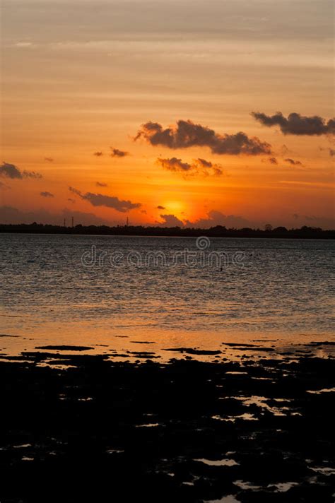 Orange Sunset In The Sea Stock Image Image Of Black 35187789