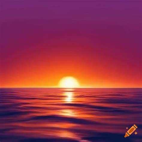Sunset Over A Calm Ocean With Orange And Pink Hues