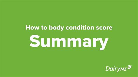 DairyNZ Body Condition Scoring Summary YouTube