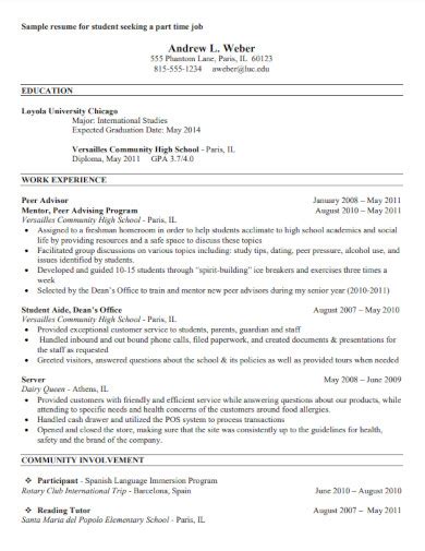 10 Part Time Job Resume Examples Free Download How To Write Tips