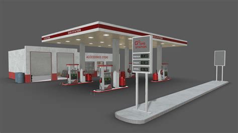 Gas Station 2 Low Poly Buy Royalty Free 3d Model By Elvair Lima