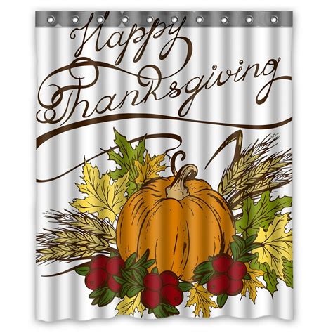 Ykcg Thanksgiving Day Autumn Harvest Pumpkin Shower Curtain Waterproof