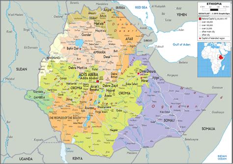 Ethiopia Political Wall Map By Graphiogre Mapsales