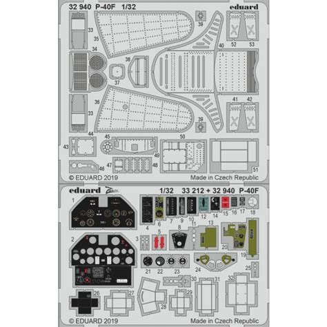 Eduard Models 132 Curtiss P 40f Warhawk Detail Set For Trumpeter Kits