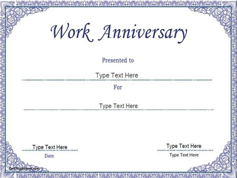 Quality Employee Anniversary Certificate Template In 2021 Work