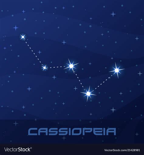 Constellation Cassiopeia Queen Night Star Sky Vector Image