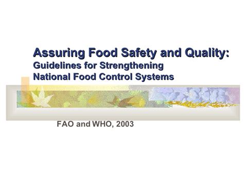 Quality assurance & food safety offers news and resources for food safety and quality professionals on regulations, food processing and manufacturing, operations and plant management, quality control, defense practices and industry news. 2006 Assuring Food Safety And Quality En ppt