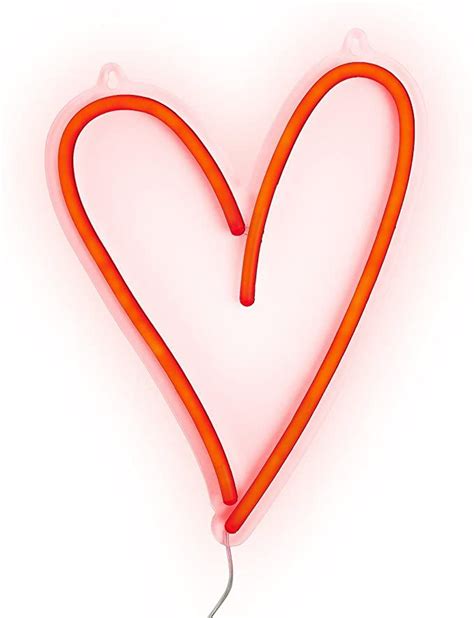Amped And Co Heart Led Neon Light Wall Hanging Room Decor Red 138 X