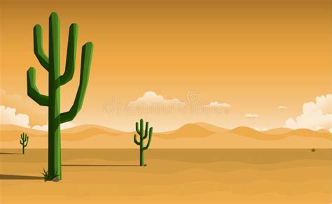 Vector Desert Landscape Illustration Stock Vector Illustration Of