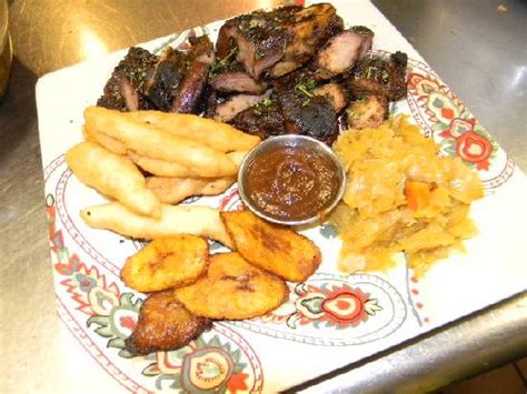 Jamaican Jerk Pork With Festival Bread And Fried Ripe Plantains Yum