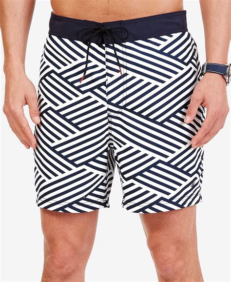 Nautica Nautica New White Blue Men Size Medium M Drawstring Striped Board Shorts