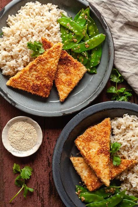 This vegan substitute is perfect in lasagna, tacos, soup and more. Pan Fried Peanut Tofu - Extra firm tofu dredged in peanuts and breadcrumbs, then pan fried until ...