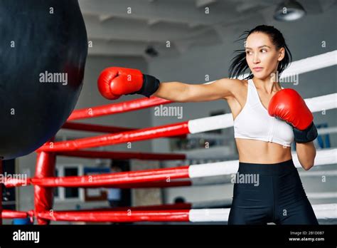 Female Boxer Practicing Kickboxing Hi Res Stock Photography And Images