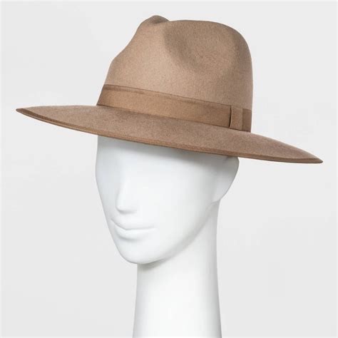 Womens Wide Brim Felt Fedora Hat A New Day™ Taupe One Size Wide