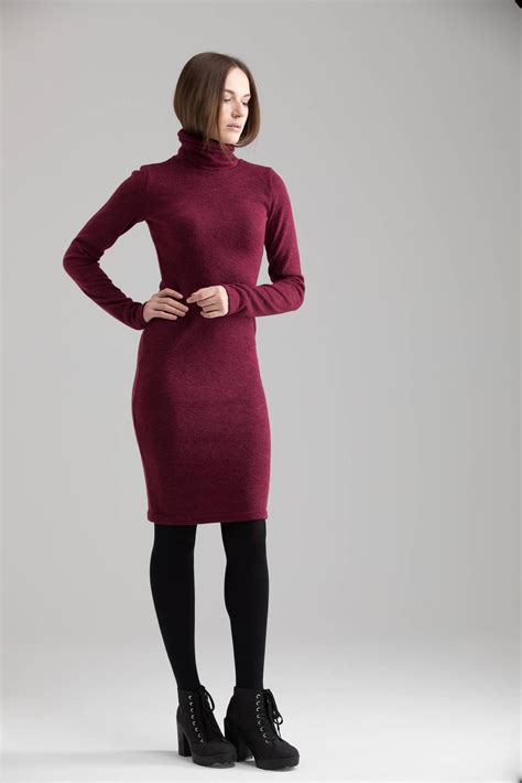 make your day more colorful with red turtleneck long sleeve dress 🌈 be stylish with mdnt4