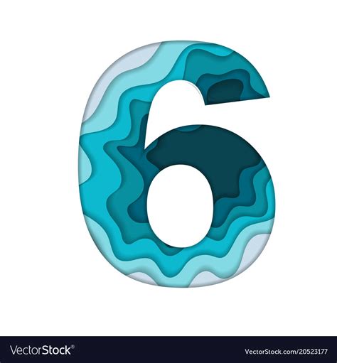 Blue Number Six Royalty Free Vector Image Vectorstock