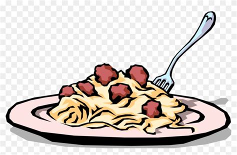 Vector Illustration Of Italian Pasta Spaghetti And Meatball Spaghetti