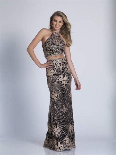 Intricate Blackgold Two Piece Lace High Halter Dave And Johnny Fiited