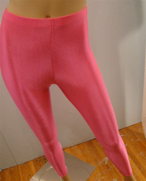 hot pink leggings 1980 s shiny spandex fitness by reluctantdamsel