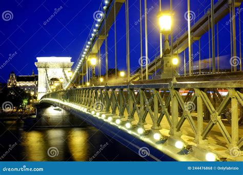 Szechenyi Chain Bridge Stock Photo Image Of Danube 244476868