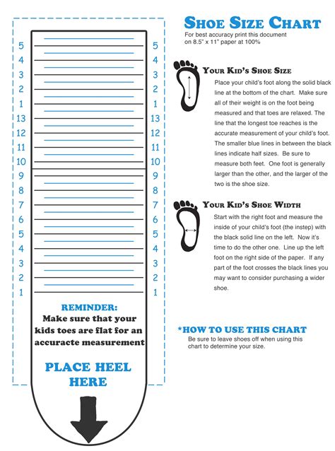 Shoe Sizing Chart Printable