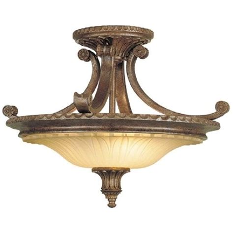 Could be dimmable (not installed). Traditional Bronze Semi-Flush Uplighter Ceiling Light for ...