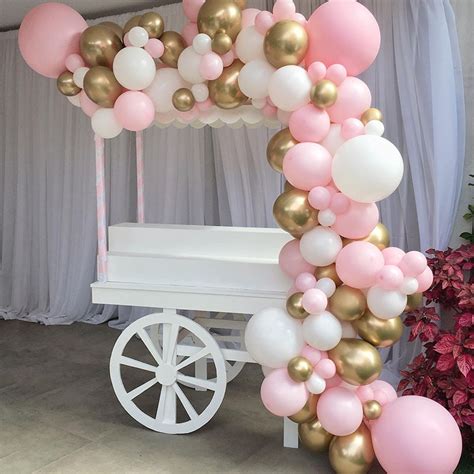 Pcs Pink Gold Balloon Arch Pink White Latex Confetti Balloons