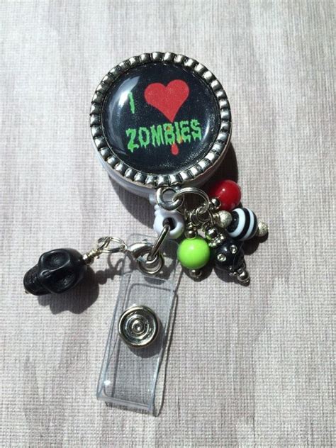 I Love Zombies Id Badge Holder Lanyard Etsy Badge Holders Lanyard